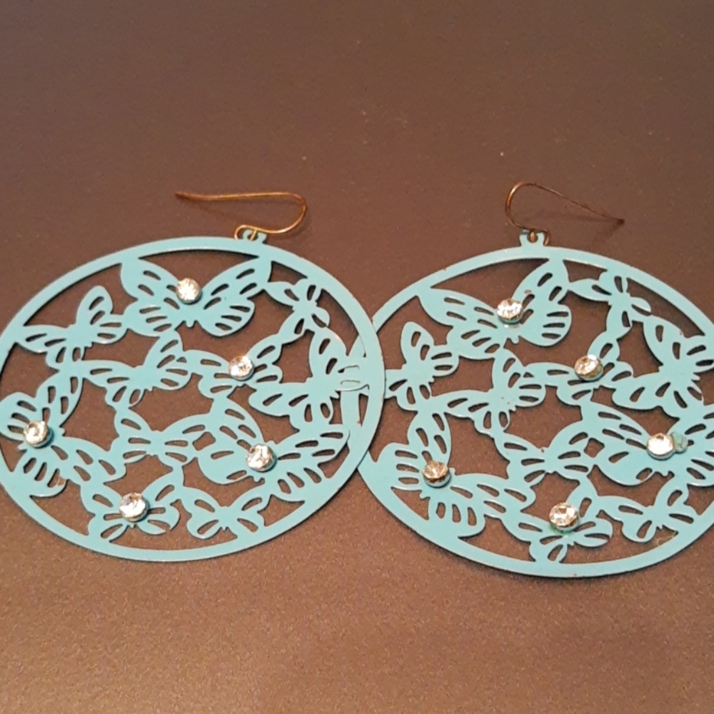 Blue butterfly earrings